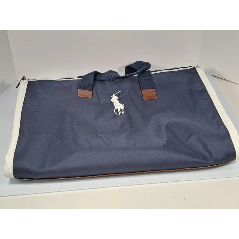 Polo Ralph Lauren Navy Blue Nylon Convertible Garment Bag Duffel Large Pony